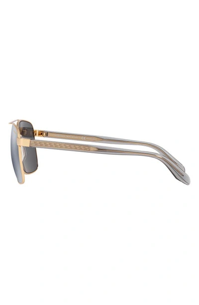 Shop Versace 59mm Aviator Sunglasses In Gold/ Silver Mirror