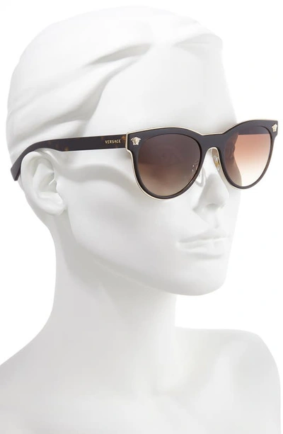 Shop Versace 54mm Gradient Round Sunglasses In Dark Havana Gradient