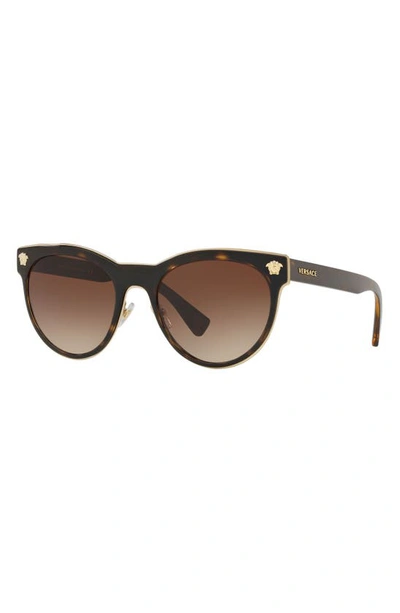 Shop Versace 54mm Gradient Round Sunglasses In Dark Havana Gradient