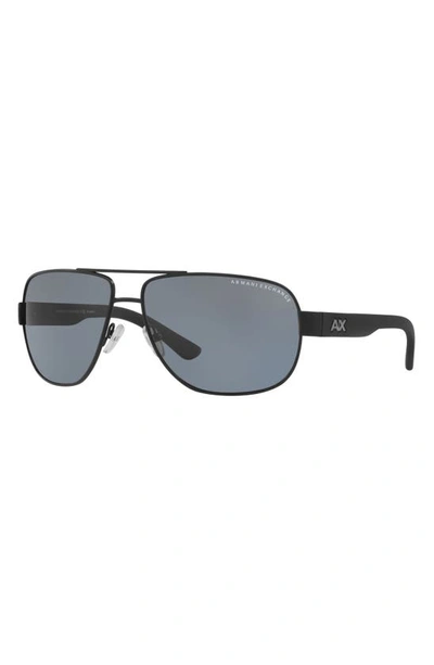 Shop Ax Armani Exchange 62mm Polarized Oversize Aviator Sunglasses In Matte Black