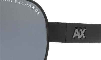 Armani Exchange 62mm Polarized Oversize Aviator Sunglasses In Matte Black