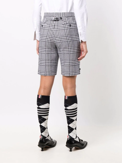 Shop Thom Browne Check-pattern Shorts In Grey