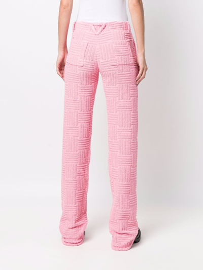 Shop Bottega Veneta Intrecciato-effect Straight-leg Trousers In Rosa