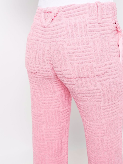 Shop Bottega Veneta Intrecciato-effect Straight-leg Trousers In Rosa