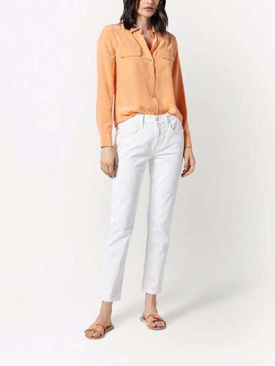 Shop Equipment Signature Slim Silk Shirt In Orange