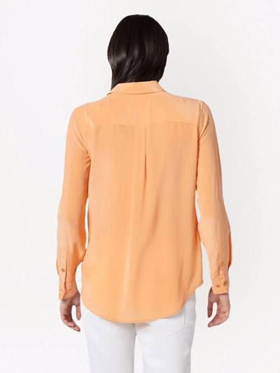 Shop Equipment Signature Slim Silk Shirt In Orange