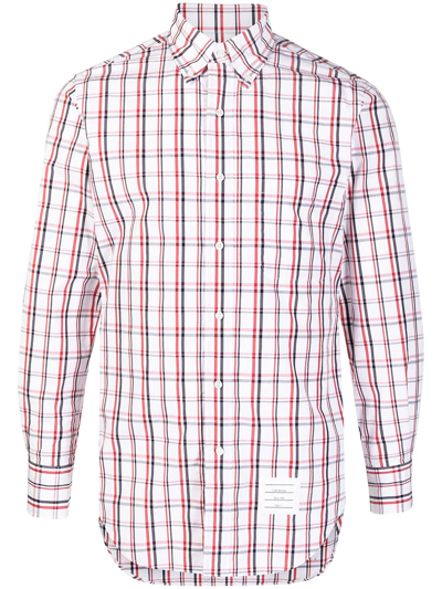 Shop Thom Browne Check-pattern Cotton Shirt In White