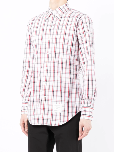 Shop Thom Browne Check-pattern Cotton Shirt In White