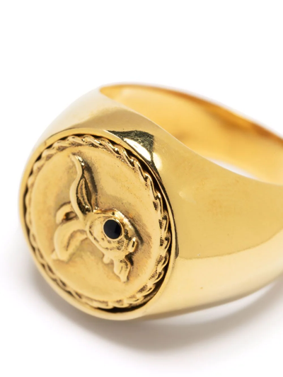 Shop Goossens Talisman Pisces Signet Ring In Gold