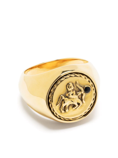 Shop Goossens Talisman Sagittarius Signet Ring In Gold