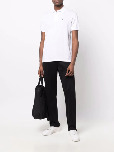 Shop Emporio Armani Logo-embroidered Polo Shirt In Weiss