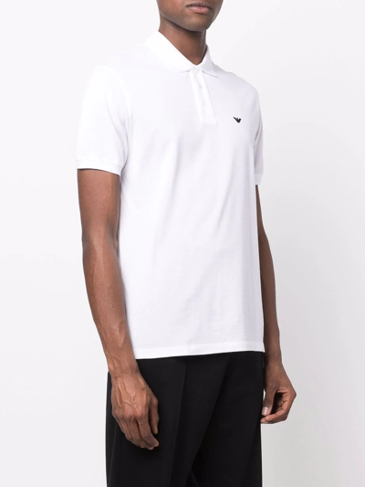 Shop Emporio Armani Logo-embroidered Polo Shirt In Weiss