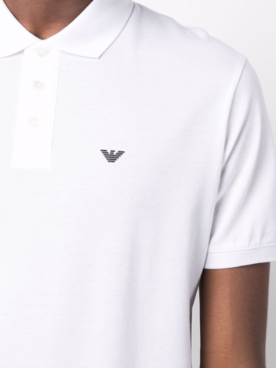 Shop Emporio Armani Logo-embroidered Polo Shirt In Weiss