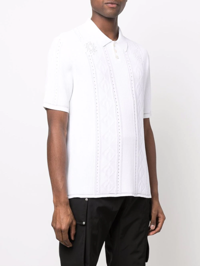 Shop Marine Serre Knitted Polo Shirt In White