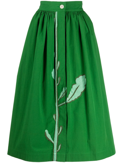 Shop Mii Mona Marguerite A-line Skirt In Green