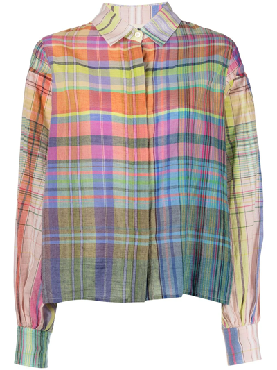 Shop Mii Check-pattern Dyed Shirt In Multicolour