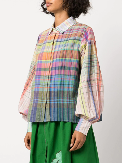 Shop Mii Check-pattern Dyed Shirt In Multicolour