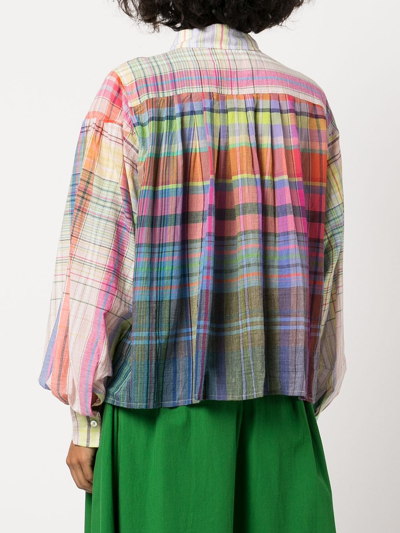 Shop Mii Check-pattern Dyed Shirt In Multicolour