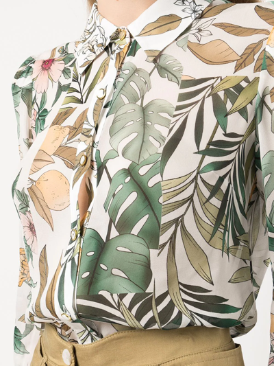 Shop Milly Lacey Jungle Print Shirt In White