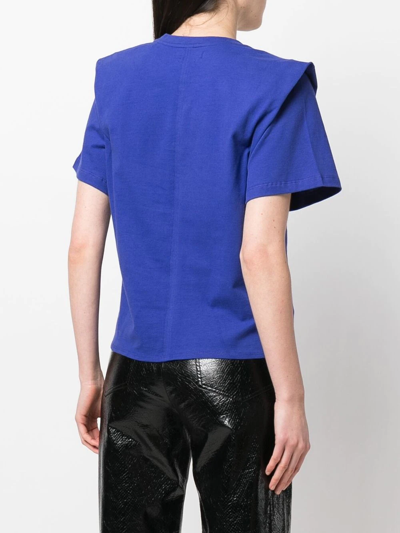 Shop Isabel Marant Cropped Waist-tie T-shirt In Blau