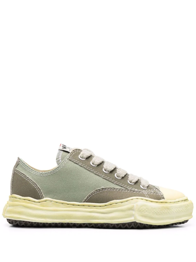 Shop Miharayasuhiro Warped Low-top Sneakers In Grün