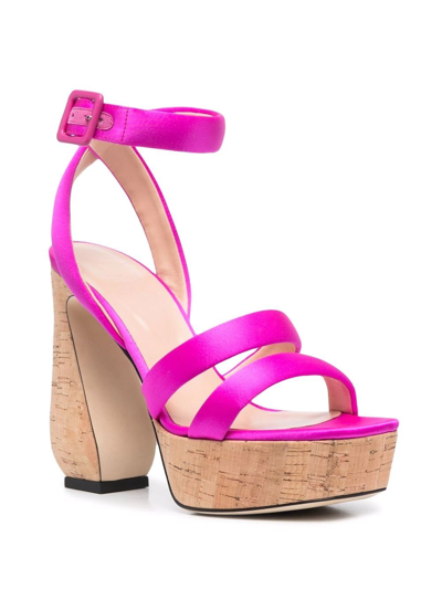 Si Rossi Women's Strappy Satin Platform Sandals In Rosa