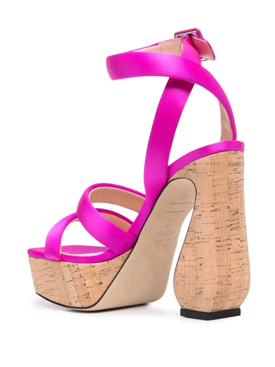 Si Rossi Women's Strappy Satin Platform Sandals In Rosa