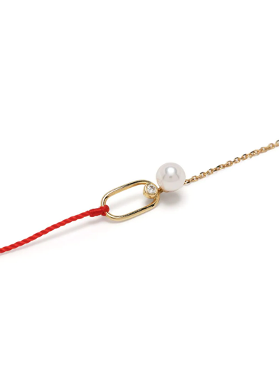 Shop Ruifier 18kt Yellow Gold Astra Moonlight Pearl And Diamond Bracelet In Red