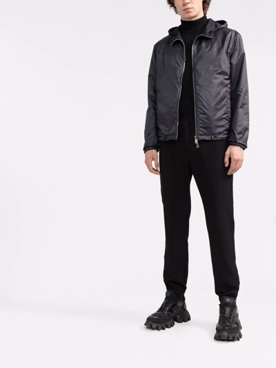Fendi Reversible Logo-patch Hooded Jacket In Blue