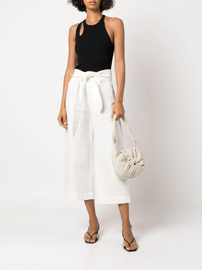Shop Vince Tie-front Wide-leg Trousers In White