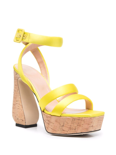Si Rossi Yellow Leather Antonia Sandals In Gelb