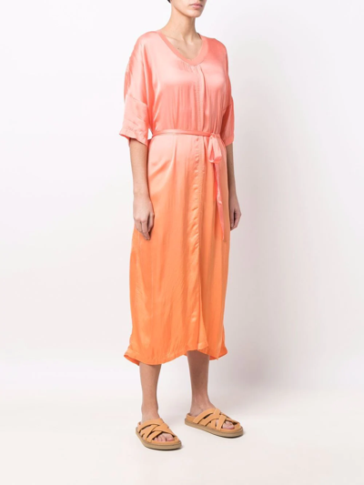 Shop Raquel Allegra Ombré Tie-waist Midi Dress In Orange