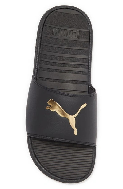 Shop Puma Cool Cat Sport Slide Sandal In  Black- Team Gold