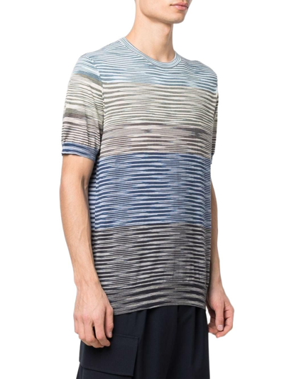 Missoni Gradient-effect Striped Cotton T-shirt In Blue