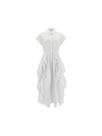 Shop Alexander Mcqueen Women's White Cotton Dress