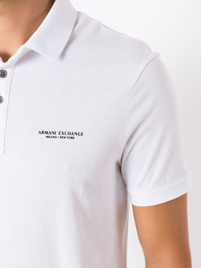 Shop Armani Exchange Logo-print Polo Shirt In White