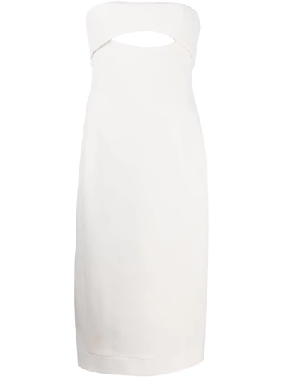Shop Saint Laurent Cut-out Bodycon Silk Dress In White