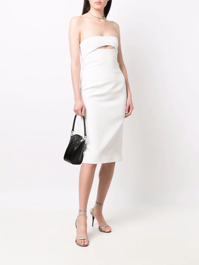 Saint Laurent Viscose Bustier Midi Dress In White