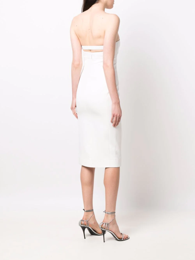 Saint Laurent Viscose Bustier Midi Dress In White