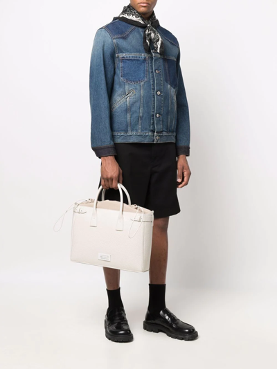 Maison Margiela Grained Leather Tote In Neutrals