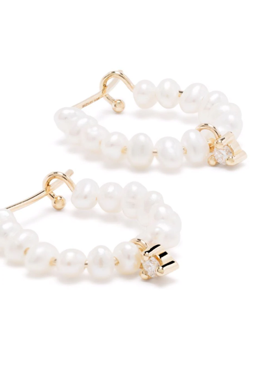 Shop Mizuki 14kt Yellow Gold Pearl Diamond Hoop Earrings