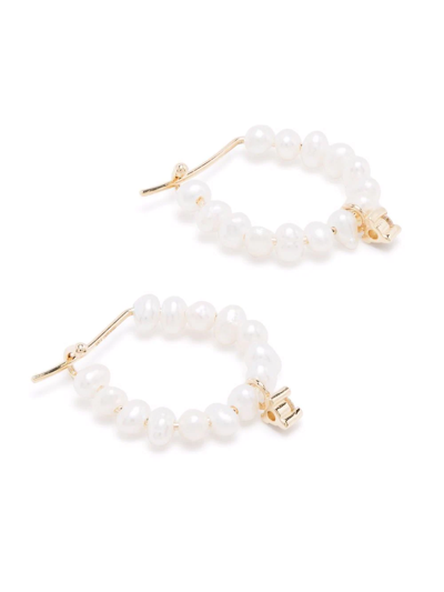 Shop Mizuki 14kt Yellow Gold Pearl Diamond Hoop Earrings