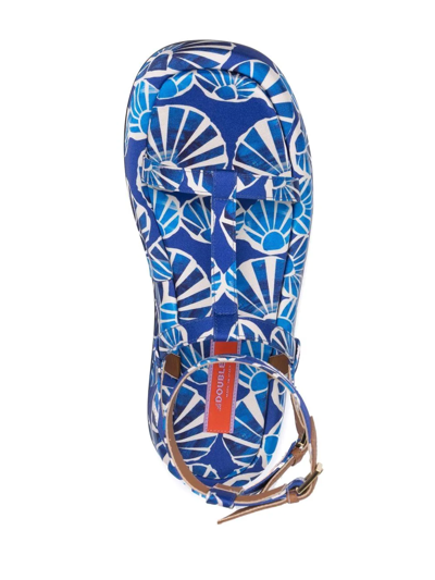 La Doublej Jazzy Printed Ankle-strap Sandals In Blue