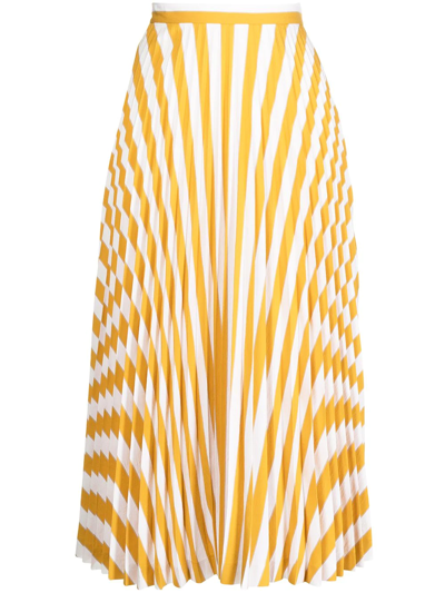 Pre-owned Maison Margiela 条纹百褶半身裙（2018年典藏款） In Yellow