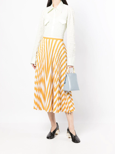 Pre-owned Maison Margiela 2018 Striped Pleated Skirt In Yellow