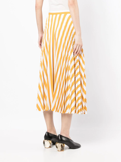 Pre-owned Maison Margiela 2018 Striped Pleated Skirt In Yellow