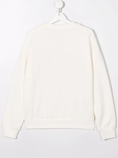 Shop Kenzo Teen Embroidered Cotton Sweatshirt In Neutrals