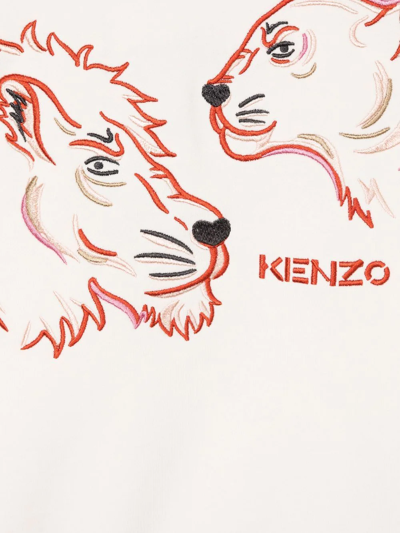 Shop Kenzo Teen Embroidered Cotton Sweatshirt In Neutrals