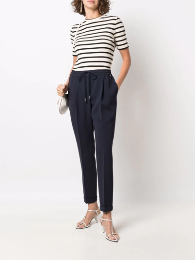 Hugo Boss Drawstring Tapered Trousers In Blue
