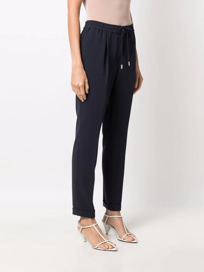 Hugo Boss Drawstring Tapered Trousers In Blue